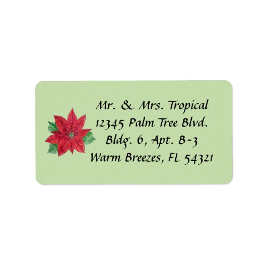 カスタマイズ可能なポインセチア住所 シール- Mint ラベル (正面)