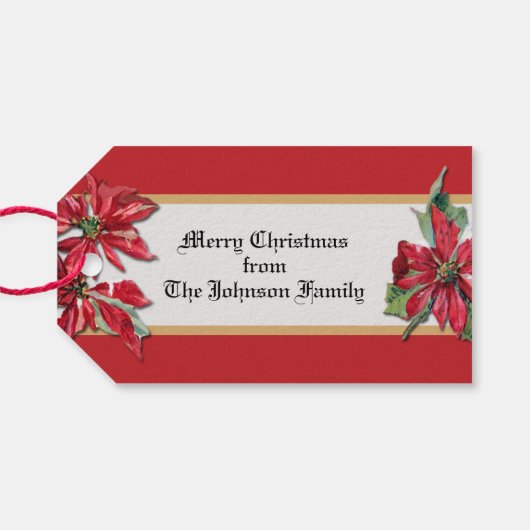 カスタマイズ可能なポインセチア写真 ギフトタグ (裏面横)