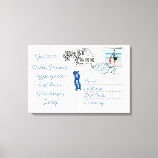 カスタマイズ可能なポストカードバックサイドキャンバス キャンバスプリント (正面)