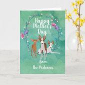 カスタマイズ可能なポデコ犬ママ母の日フローラ カード (黄色い花)
