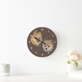 カスタマイズ可能なポメラニア犬犬 ラウンド壁時計 (ホーム)