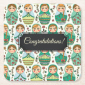 カスタマイズ可能なマトレシュカスクエア紙コースター スクエアペーパーコースター (正面)