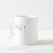 カスタマイズ可能なママと子供の名前の花 コーヒーマグカップ (正面左)