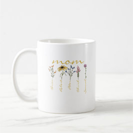 カスタマイズ可能なママと子供の名前の花 コーヒーマグカップ