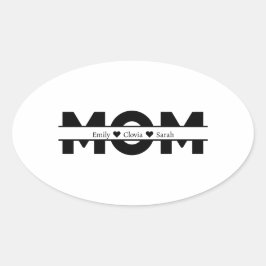 カスタマイズ可能なママと子供の名前 楕円形シール