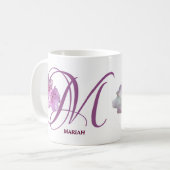 カスタマイズ可能なマリア名ピンクのバラ花boho コーヒーマグカップ (正面左)