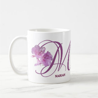 カスタマイズ可能なマリア名ピンクのバラ花boho コーヒーマグカップ