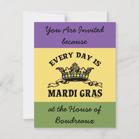 カスタマイズ可能なマルディグラ 招待状 (正面)