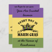 カスタマイズ可能なマルディグラ 招待状 (正面/裏面)