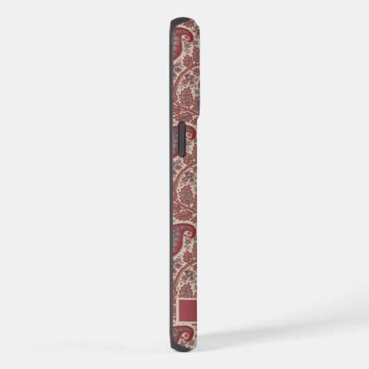カスタマイズ可能なマルーンレッドグレーベージュピンクペイズリー iPhoneケース (右側面)