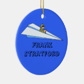 カスタマイズ可能なマン飛んでいる紙飛行機 セラミックオーナメント (右)