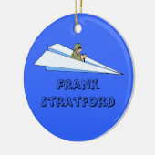 カスタマイズ可能なマン飛んでいる紙飛行機 セラミックオーナメント (左)