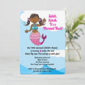 カスタマイズ可能なマーメイド誕生日デザインダークヘア 招待状 (スタンド正面)