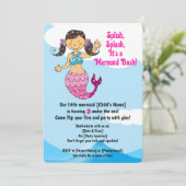 カスタマイズ可能なマーメイド誕生日デザインダークヘア 招待状 (スタンド正面)