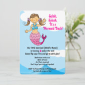 カスタマイズ可能なマーメイド誕生日デザインブラウンヘア 招待状 (スタンド正面)