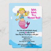 カスタマイズ可能なマーメイド誕生日デザインブロンドヘア 招待状 (正面/裏面)