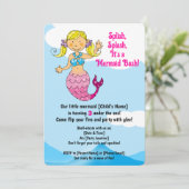 カスタマイズ可能なマーメイド誕生日デザインブロンドヘア 招待状 (スタンド正面)