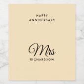 カスタマイズ可能なミセス結婚姓の記念日 ワインラベル (シングルラベル)