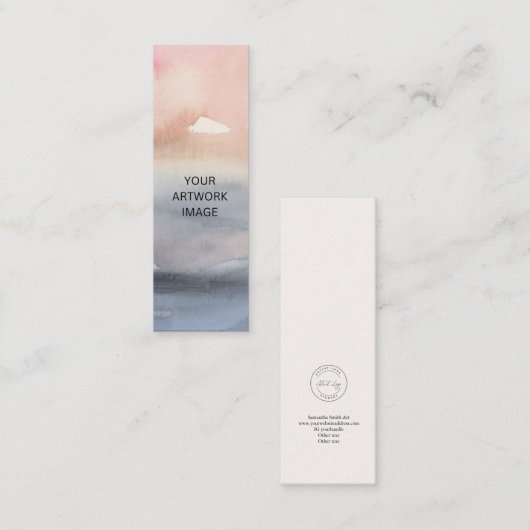 カスタマイズ可能なミニアーティストブックマークテンプレート スキニー名刺 (正面/裏面)