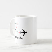カスタマイズ可能なミニマリスト旅行飛行機ハートデザイン コーヒーマグカップ (正面左)