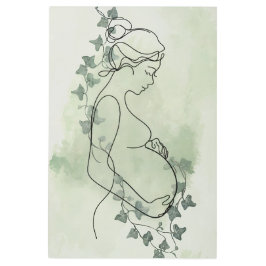 カスタマイズ可能なミニマルな妊娠ラインアート メタルプリント