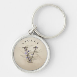 カスタマイズ可能なミニマルイニシャル「V」 エレガント キーホルダー