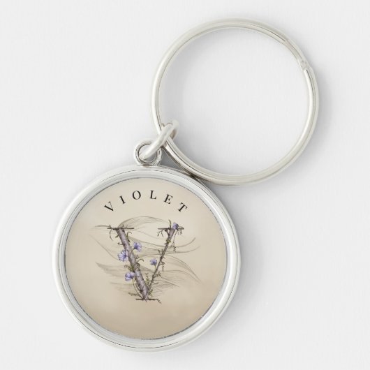 カスタマイズ可能なミニマルイニシャル「V」 エレガント キーホルダー (正面)