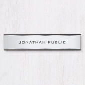 カスタマイズ可能なミニマルテンプレートフェイクシルバー サインプレート (正面)