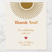 カスタマイズ可能なミニマルレトロ太陽ファミリー感謝 ワインラベル (シングルラベル)