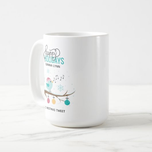 カスタマイズ可能なミュージカル歌の鳥のクリスマス コーヒーマグカップ (正面左)