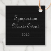 カスタマイズ可能なミュージックイベントブラックメッセージカード フェイバータグ (裏面)