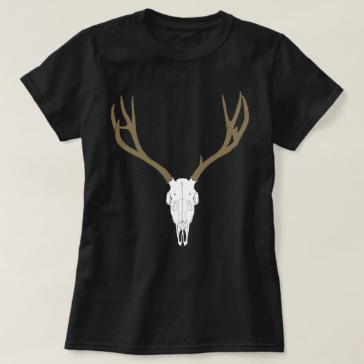 カスタマイズ可能なミュールジカの頭蓋骨 Tシャツ (デザイン正面)