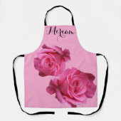 カスタマイズ可能なミリアム名かわいらしピンクローズフローラ エプロン (正面)