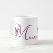 カスタマイズ可能なミリアム名ピンクのさくらんぼブロッサムboho コーヒーマグカップ (正面左)