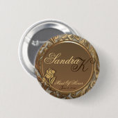 カスタマイズ可能なメイド・オブ・オーナー(花嫁付き添い人)のエレガントな記念品ボタン 缶バッジ (正面&裏面)