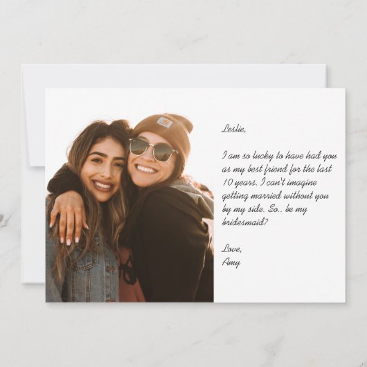 カスタマイズ可能なメイド・オブ・オーナー(花嫁付き添い人)提案カード 案内状 (裏面)