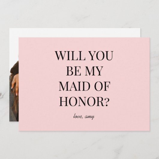 カスタマイズ可能なメイド・オブ・オーナー(花嫁付き添い人)提案カード 案内状 (正面/裏面)