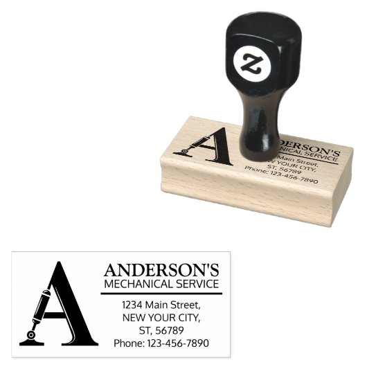 カスタマイズ可能なメカニカルモノグラム。イニシャル「A」 ラバースタンプ (押印)