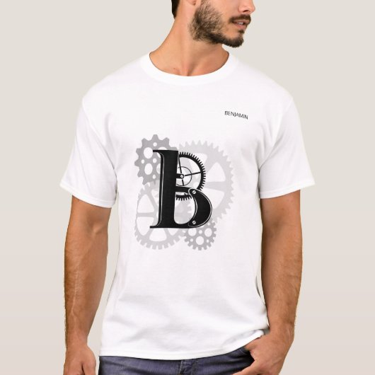 カスタマイズ可能なメカニカルモノグラム。イニシャル「B」 Tシャツ (正面)