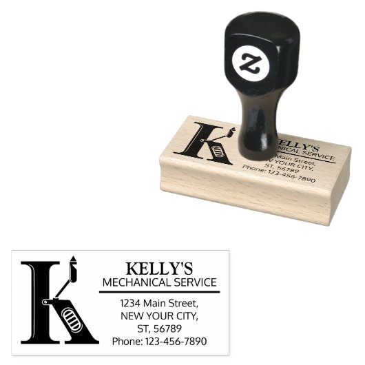 カスタマイズ可能なメカニカルモノグラム。イニシャル「K」 ラバースタンプ (押印)