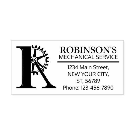 カスタマイズ可能なメカニカルモノグラム。イニシャル「R」 ラバースタンプ (インプリント)