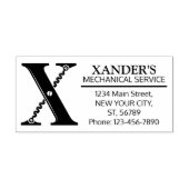 カスタマイズ可能なメカニカルモノグラム。イニシャル「X」 ラバースタンプ (インプリント)