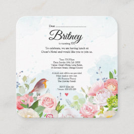 カスタマイズ可能なメス誕生日招待状 – 編集可能 エンクロージャーカード