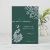 カスタマイズ可能なメタリックシルバーエメラルドメンディインディアン 招待状 (スタンド正面)