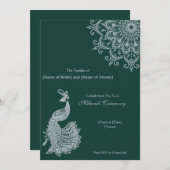 カスタマイズ可能なメタリックシルバーエメラルドメンディインディアン 招待状 (正面/裏面)