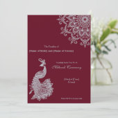 カスタマイズ可能なメタリックシルバーレッドメフェンディインディアン 招待状 (スタンド正面)