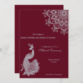 カスタマイズ可能なメタリックシルバーレッドメフェンディインディアン 招待状 (正面/裏面)