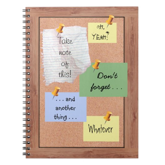 カスタマイズ可能なメモが付いている掲示板 ノートブック (正面)