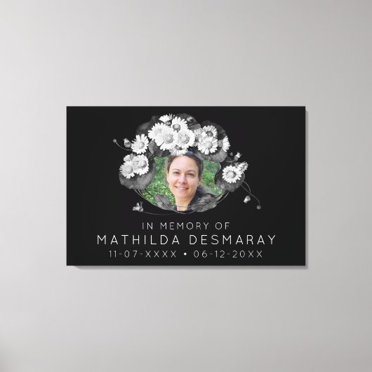 カスタマイズ可能なメモリアルアールヌーボーデイジーリース キャンバスプリント (正面)