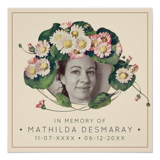 カスタマイズ可能なメモリアルアールヌーボーデイジー 素朴 ポスター (正面)